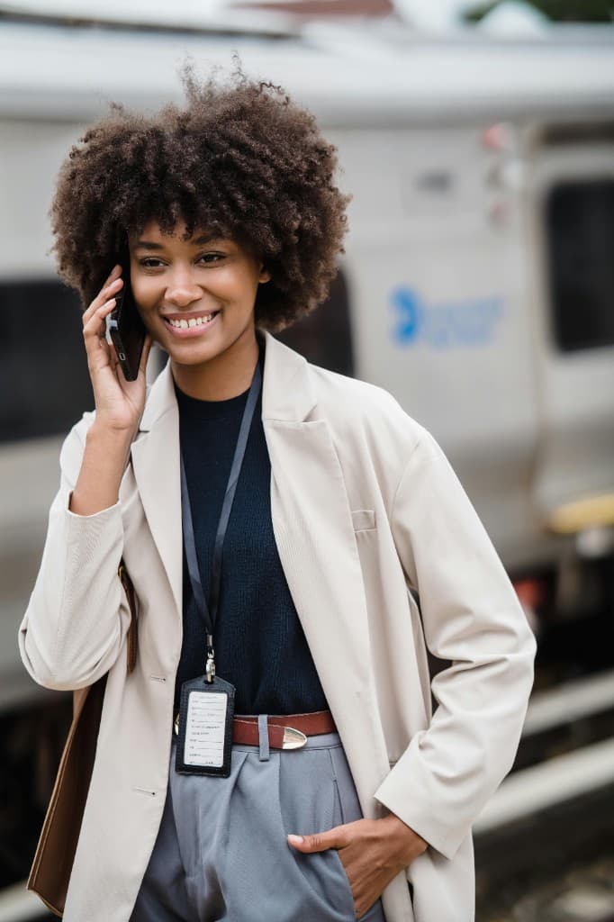 Professional woman on a train platform