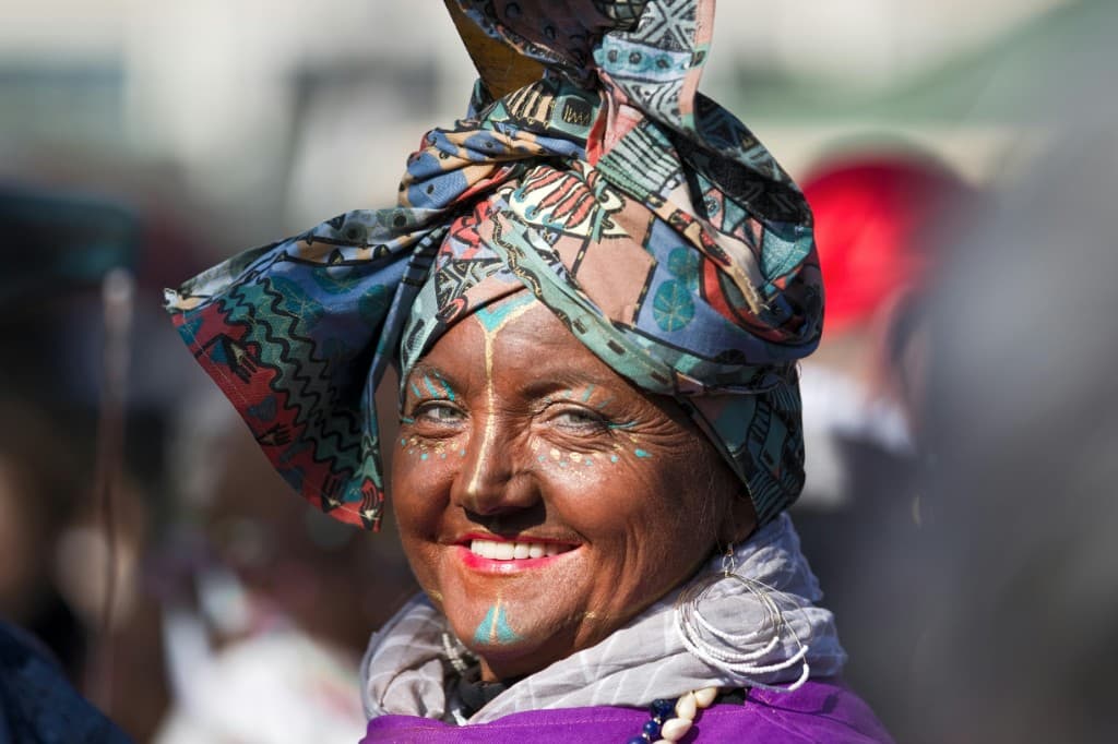 Woman in vibrant cultural attire