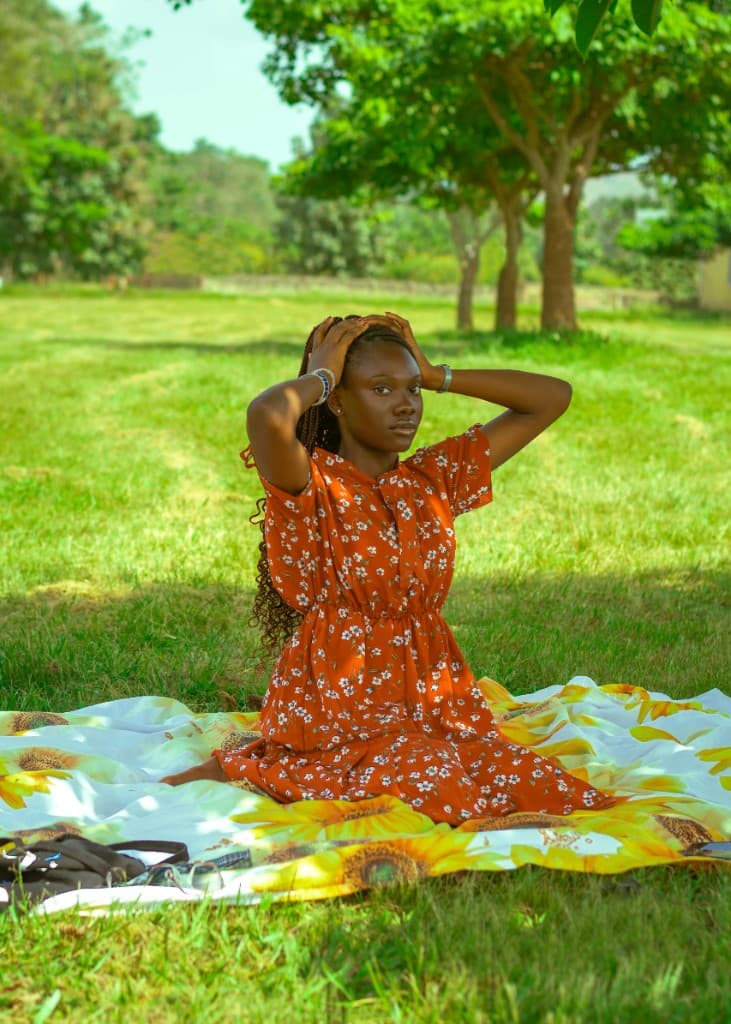 Woman in a sunlit park